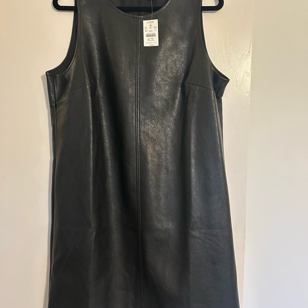NWT J Crew faux leather mini shift dress